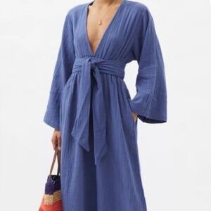 MARA HOFFMAN Blue V-Neck Maxi Dress